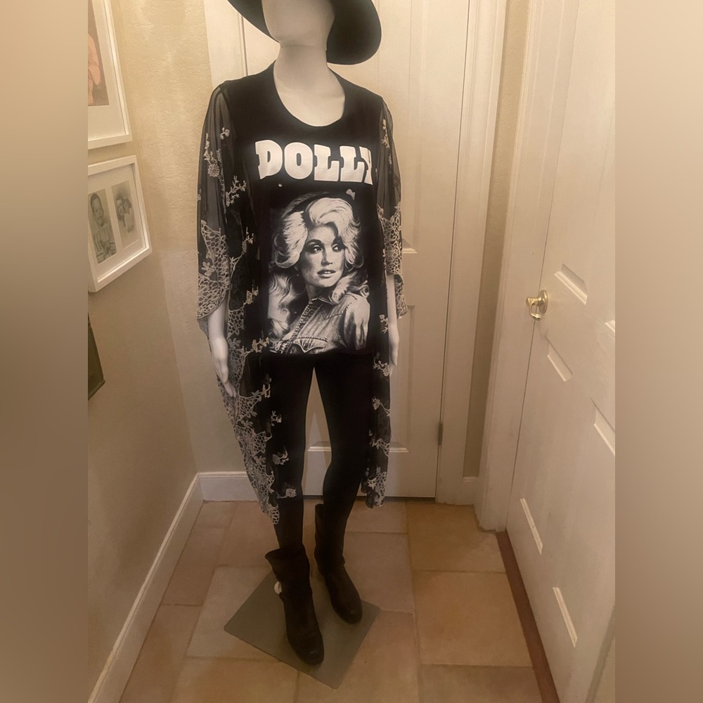 One-of-a-kind custom Dolly Parton Poncho Top - Picture 6 of 7